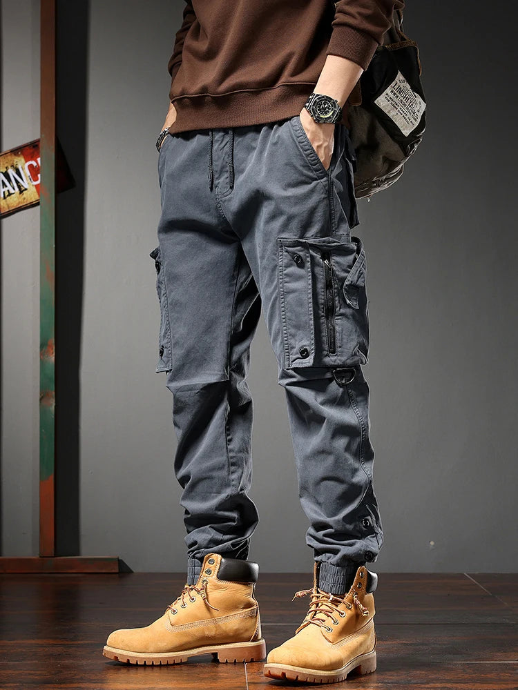 High street retro multi-pocket pants