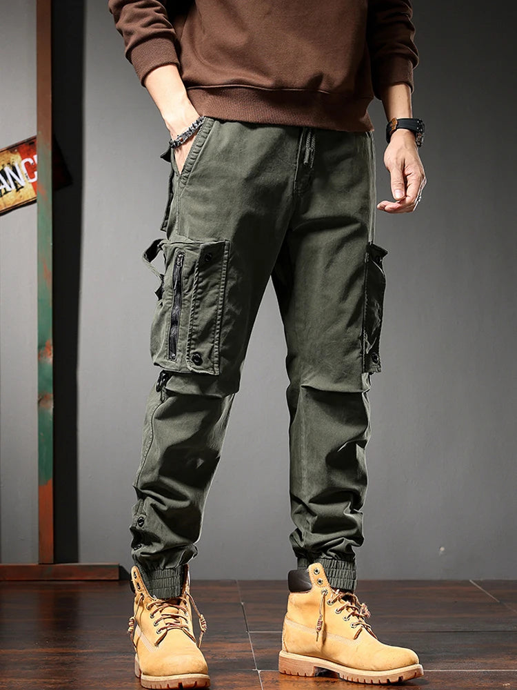 High street retro multi-pocket pants