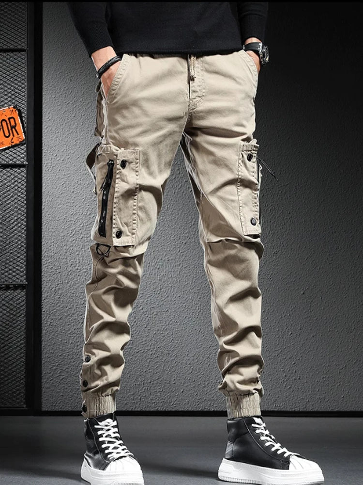 High street retro multi-pocket pants