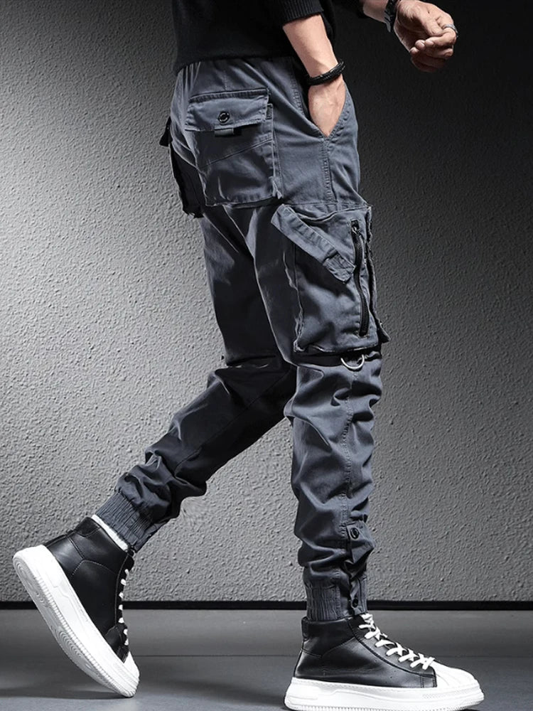 High street retro multi-pocket pants