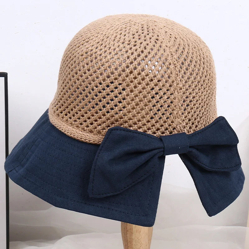 Women Sun Hat Ponytail Straw Wide Brim Visor Summer Cap Adjustable Sun Beach Foldable Hats