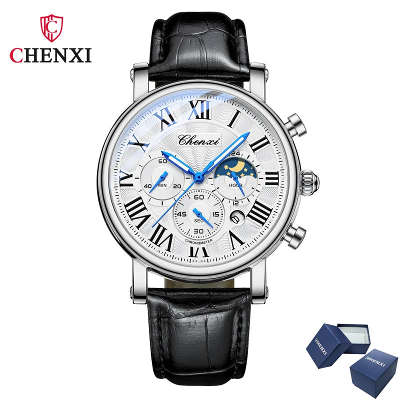 Men's Wrist Watch Leather strap, elegant Quartz machine