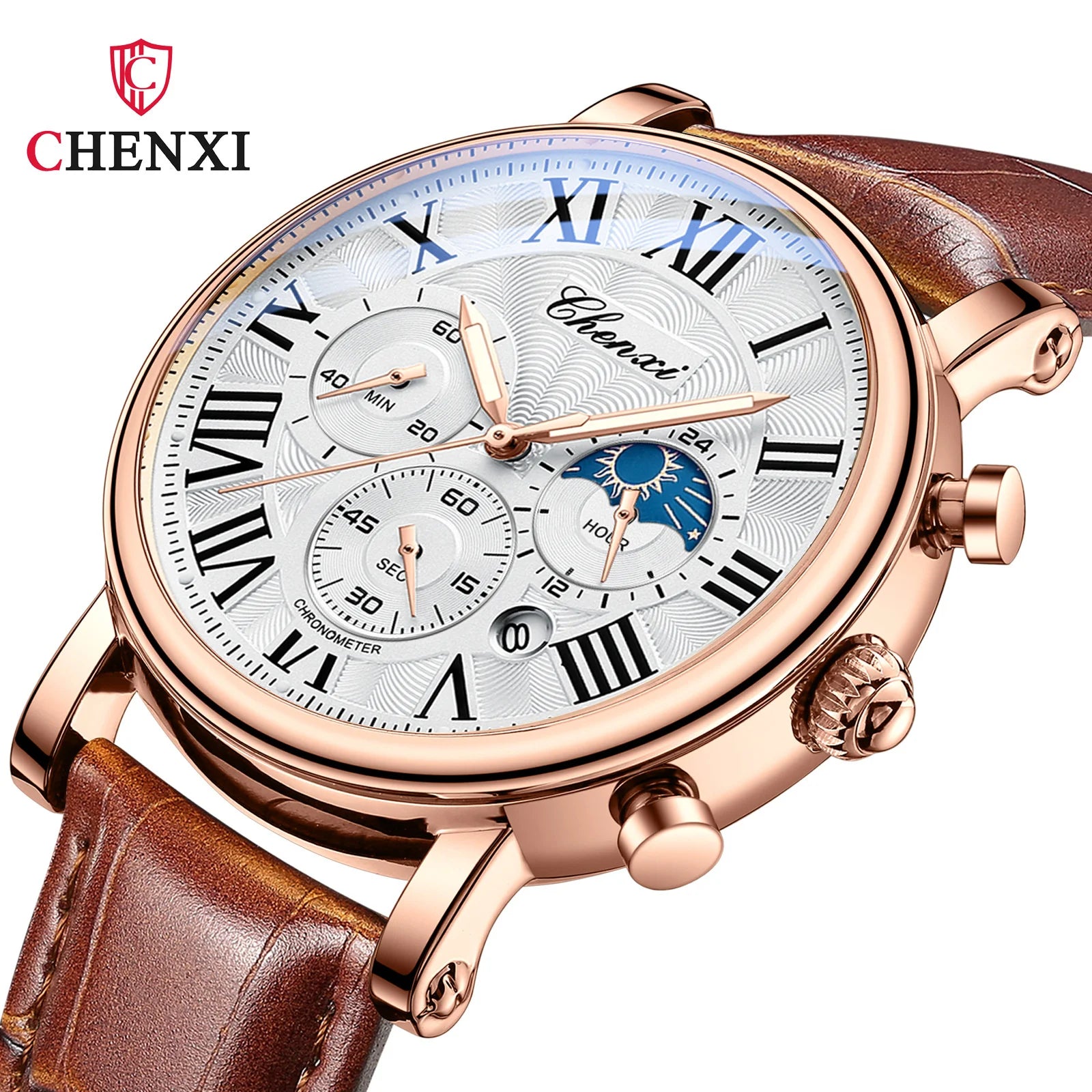 Men's Wrist Watch Leather strap, elegant Quartz machine