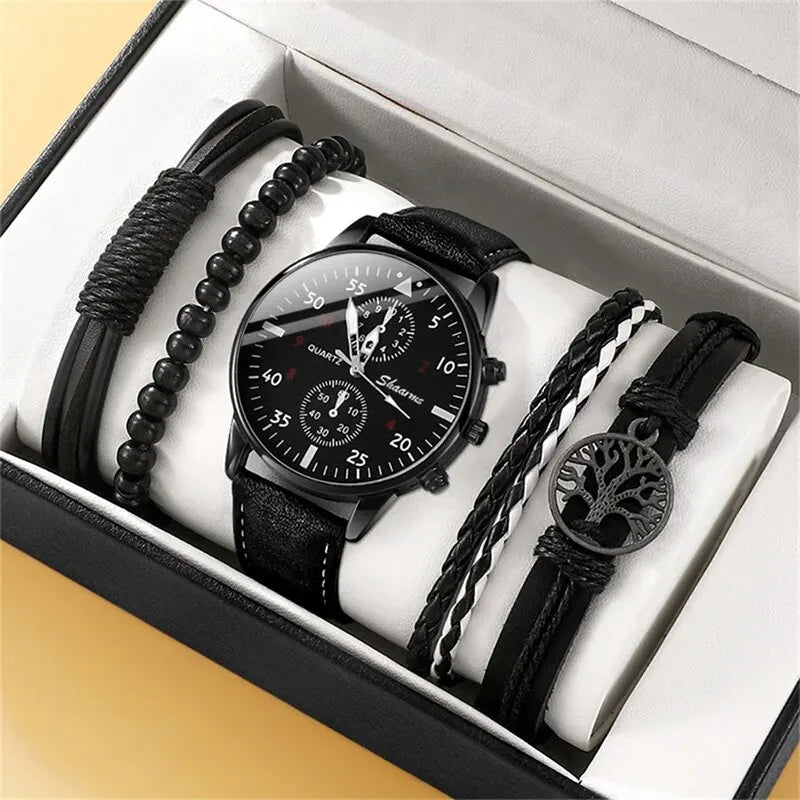 New luxury men's watch with leather set