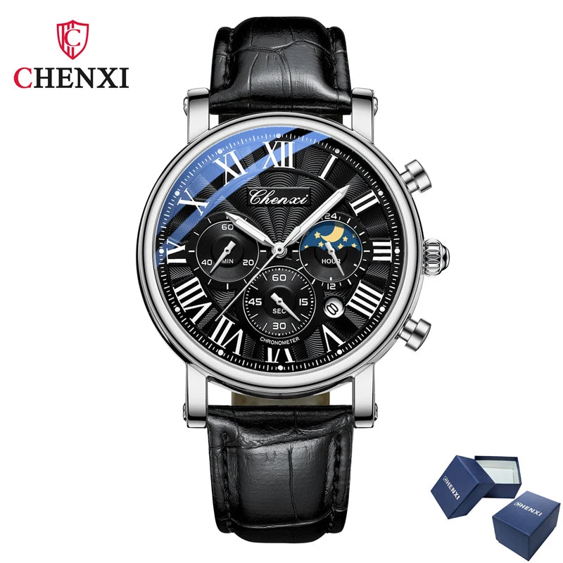 Men's Wrist Watch Leather strap, elegant Quartz machine