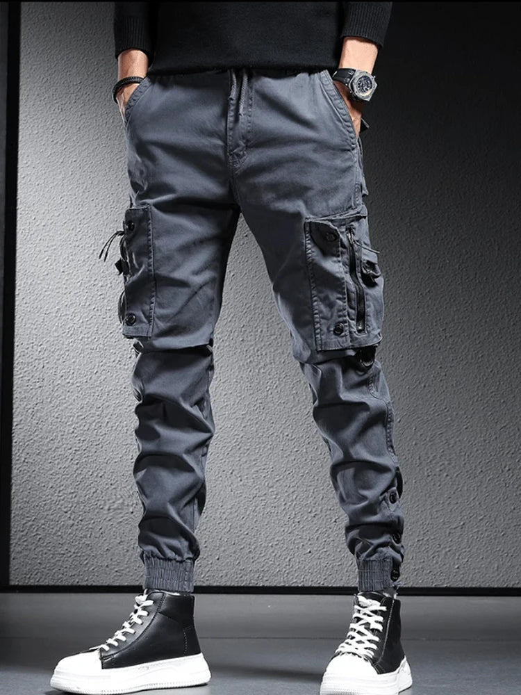 High street retro multi-pocket pants