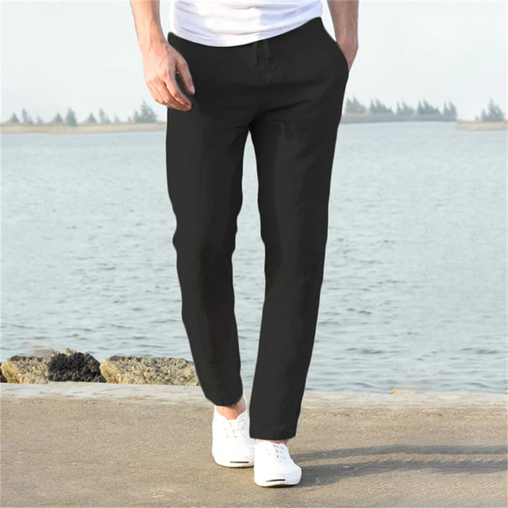 Men's Cotton Linen Pants Breathable Fitness Streetwear