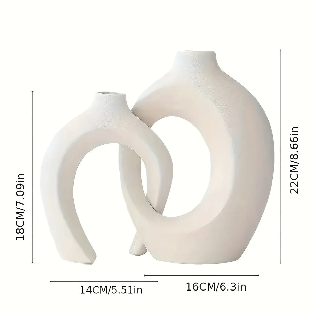 Nordic Modern Ceramic Vase Set of 2 Vases for Modern Home Decoration Flower Vases for Living Room Bookshelf