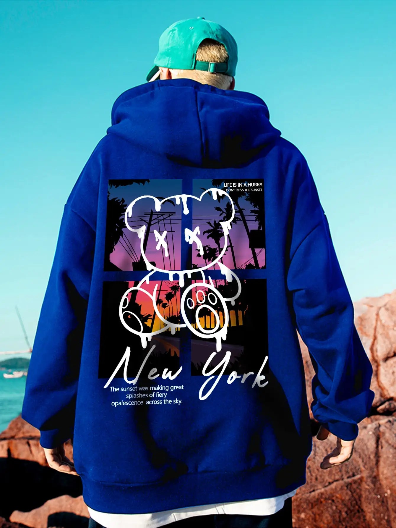 Oversize hoodie with colorful and lively prints hip hop