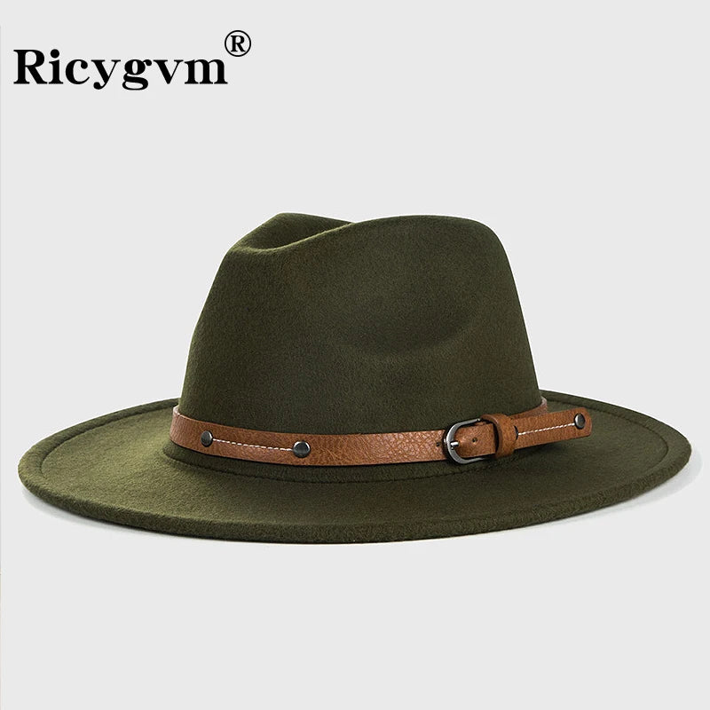 Wool Fedora Hat for Women Men Winter Autumn Fashion British Flat Brim Felt Hat Outdoor Casual