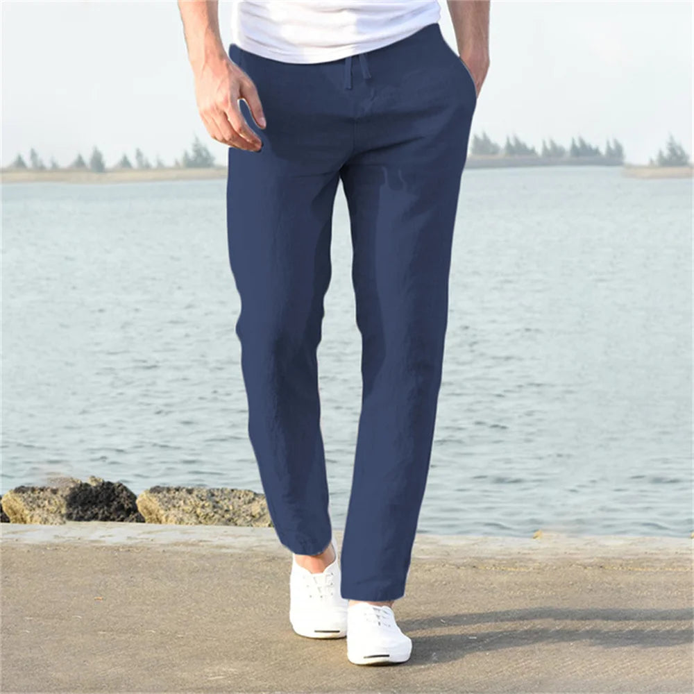 Men's Cotton Linen Pants Breathable Fitness Streetwear