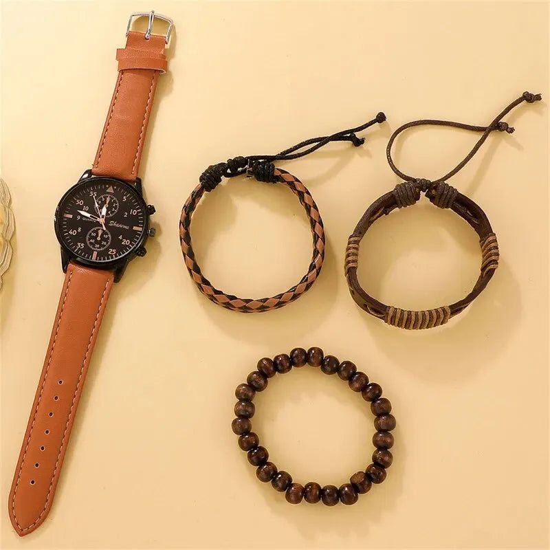 New luxury men's watch with leather set