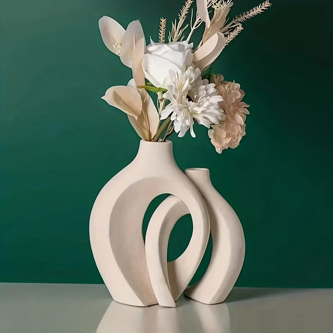 Nordic Modern Ceramic Vase Set of 2 Vases for Modern Home Decoration Flower Vases for Living Room Bookshelf