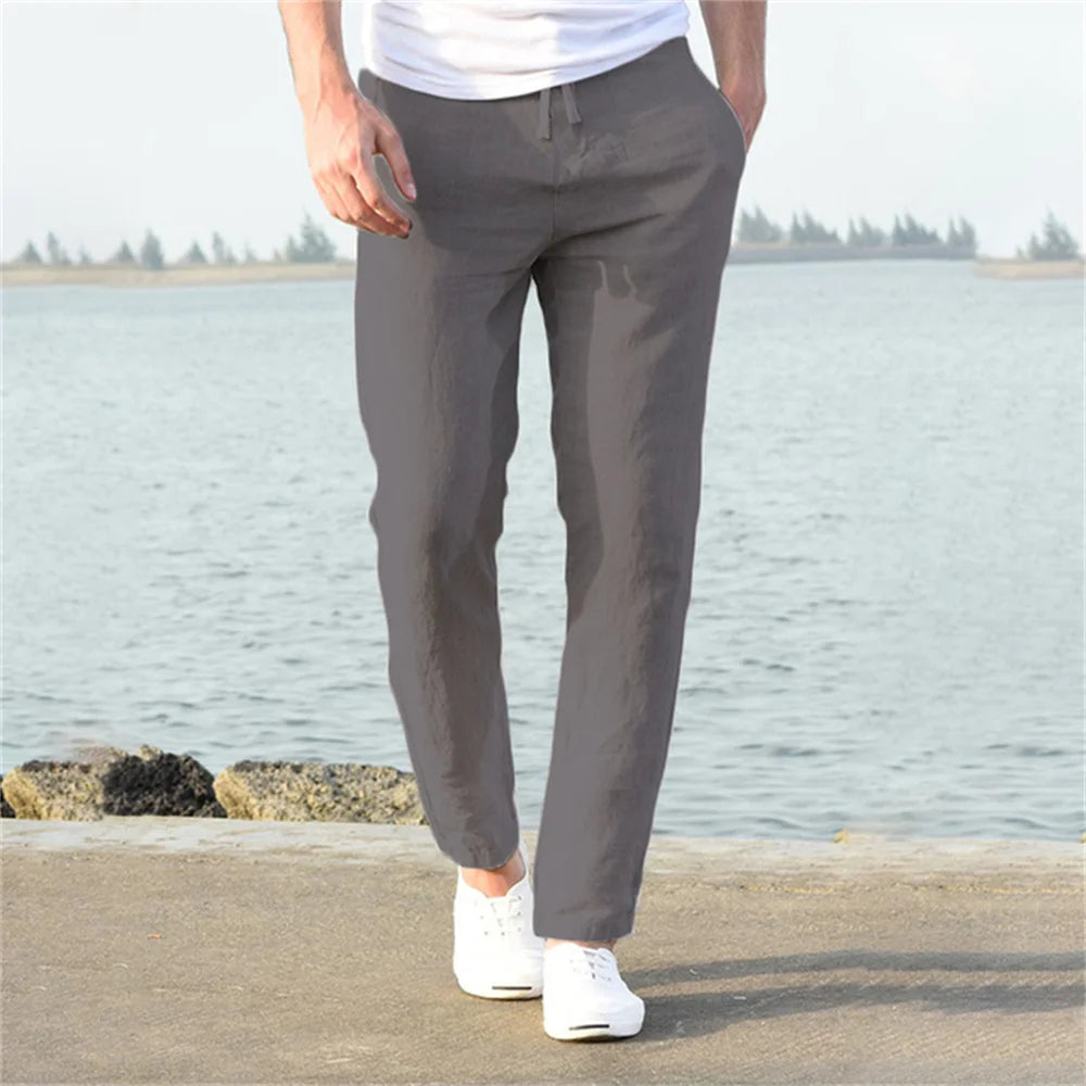 Men's Cotton Linen Pants Breathable Fitness Streetwear