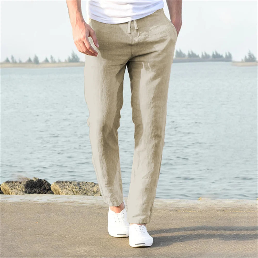 Men's Cotton Linen Pants Breathable Fitness Streetwear