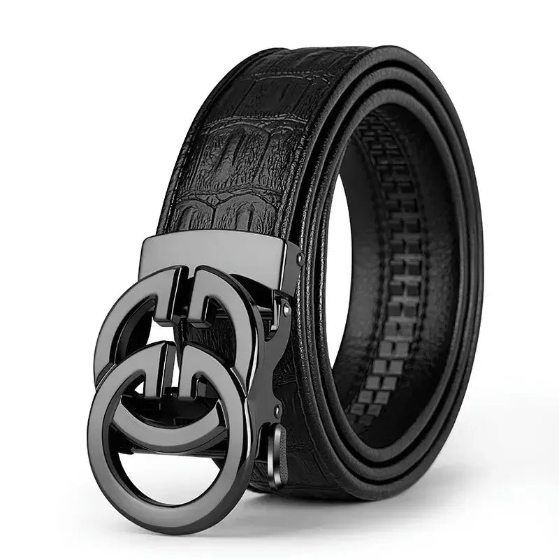 Men belt Genuine Leather Belt Metal Alloy Automatic Buckle Brand Luxury Design Waist Belts for Men Strap Male