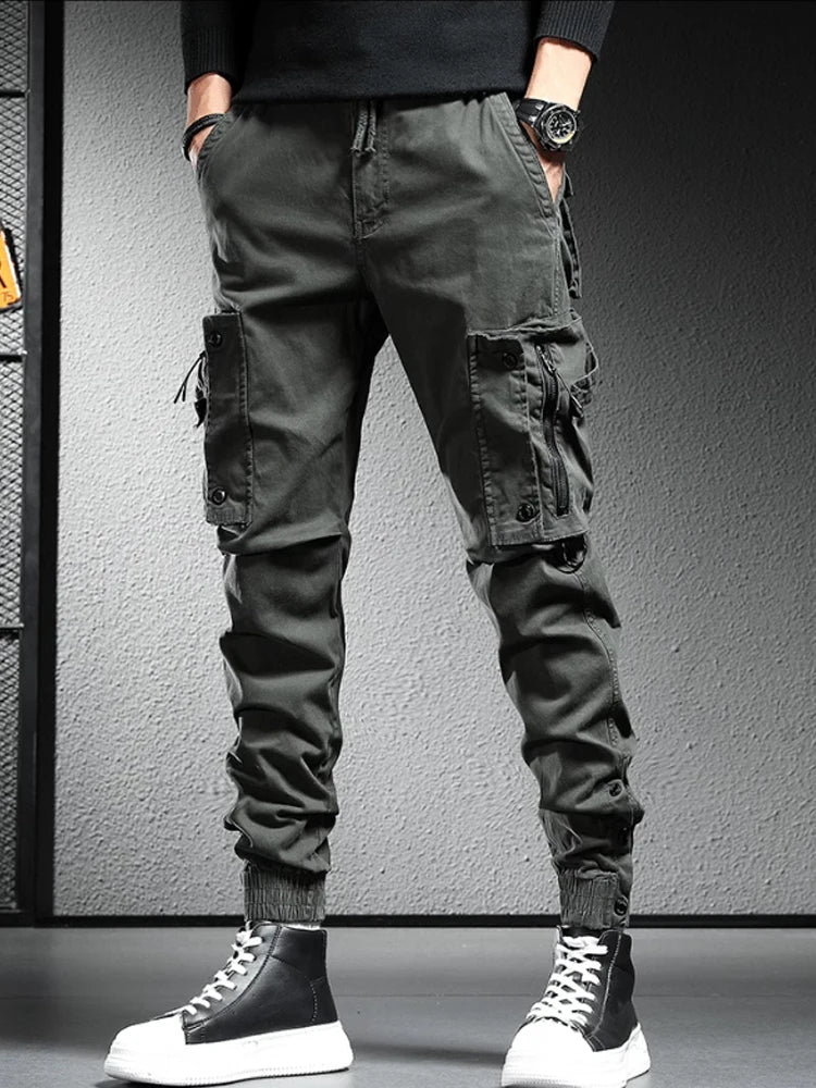 High street retro multi-pocket pants