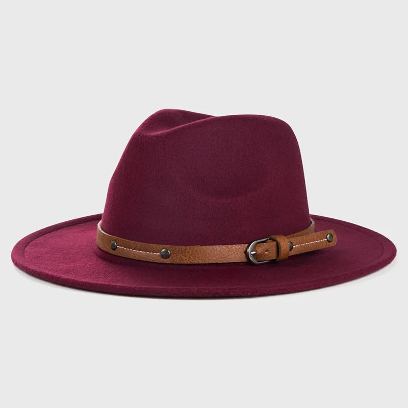 Wool Fedora Hat for Women Men Winter Autumn Fashion British Flat Brim Felt Hat Outdoor Casual