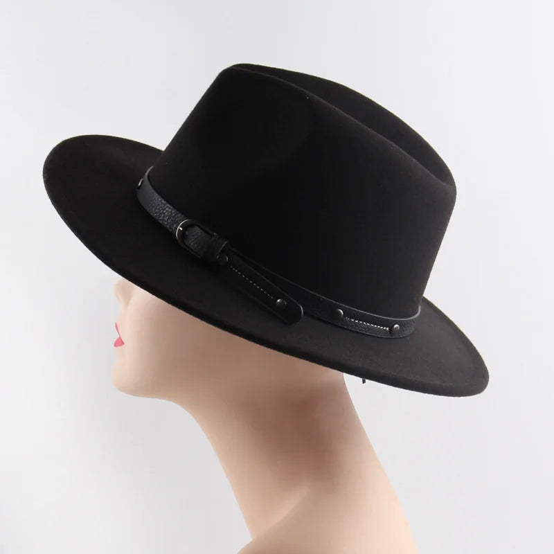 Wool Fedora Hat for Women Men Winter Autumn Fashion British Flat Brim Felt Hat Outdoor Casual