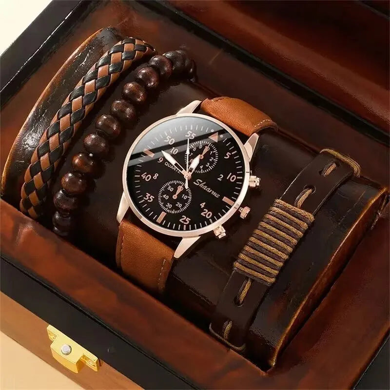 New luxury men's watch with leather set