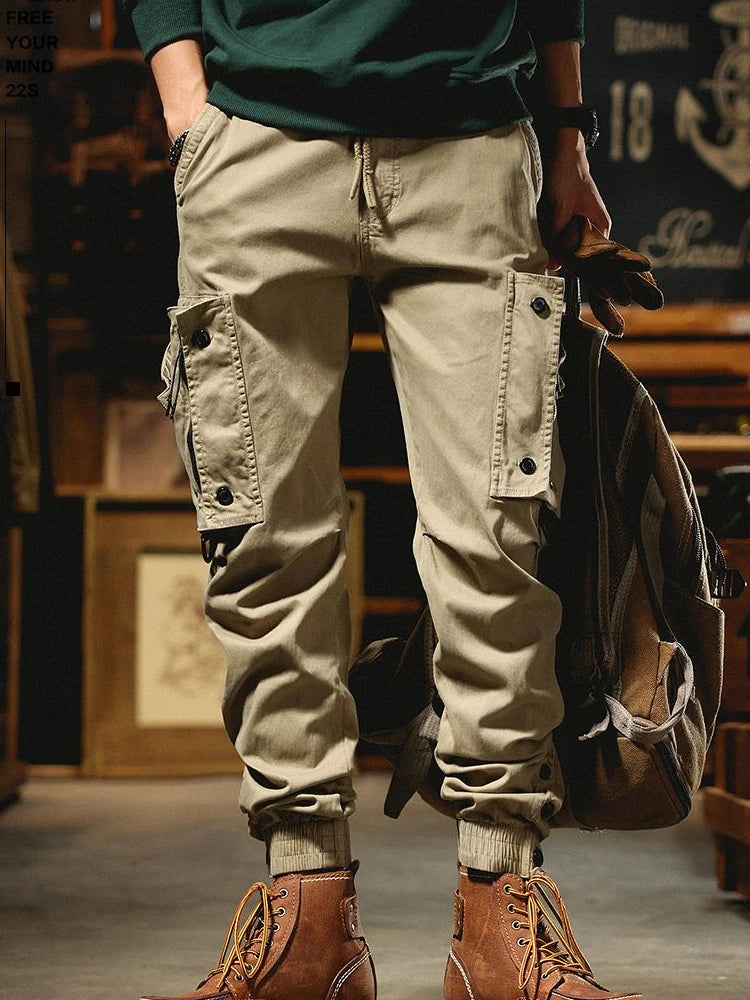 High street retro multi-pocket pants