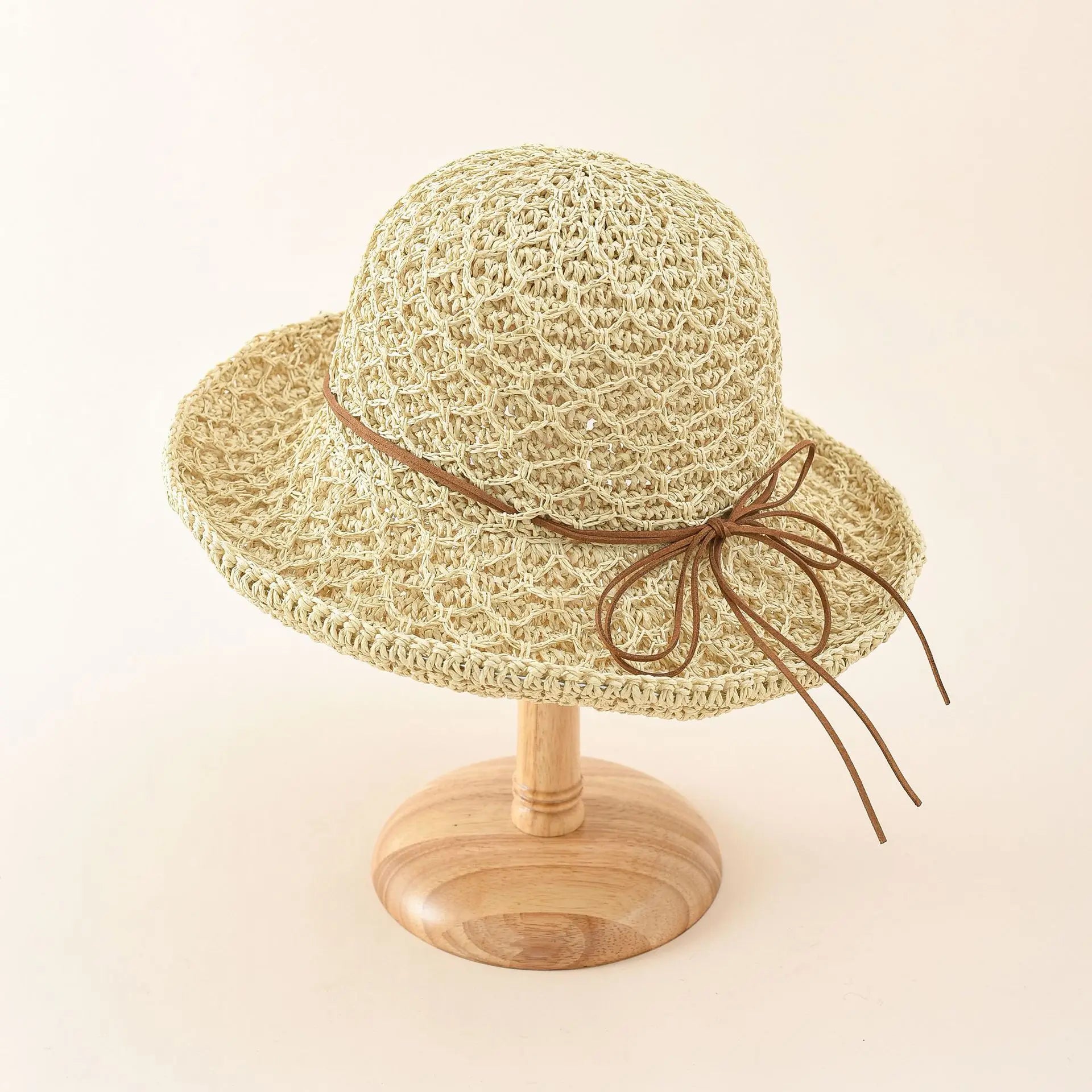 Women Sun Hat Ponytail Straw Wide Brim Visor Summer Cap Adjustable Sun Beach Foldable Hats