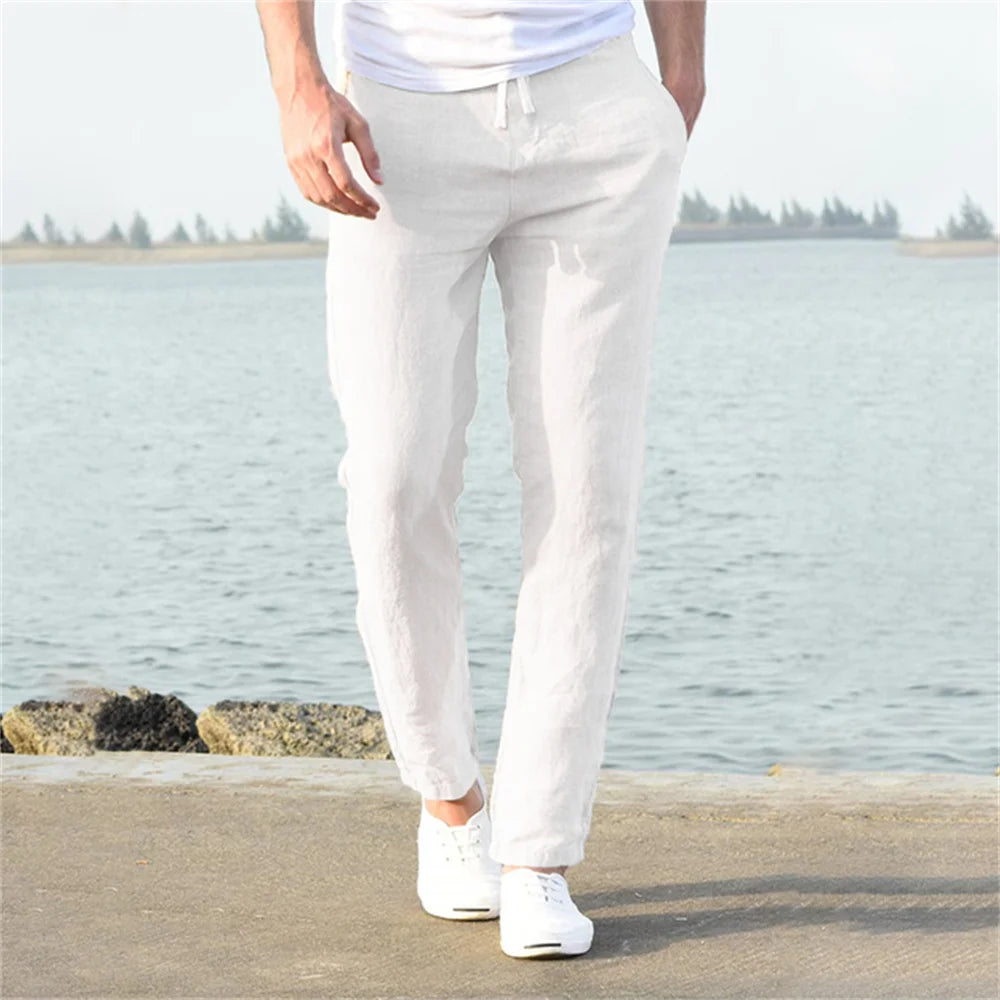 Men's Cotton Linen Pants Breathable Fitness Streetwear