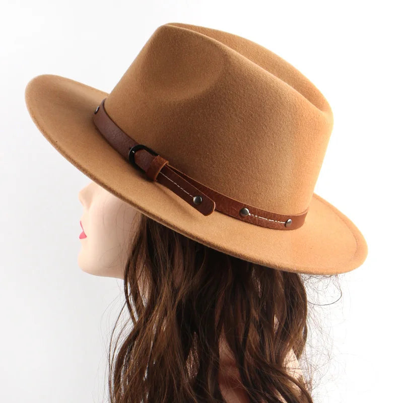 Wool Fedora Hat for Women Men Winter Autumn Fashion British Flat Brim Felt Hat Outdoor Casual