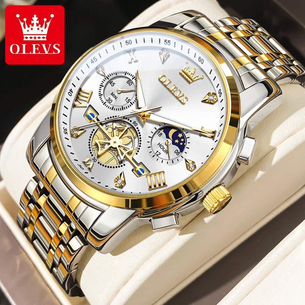 Men's Watches Classic Multifunctional Fltwheel Chronograph Original Quartz