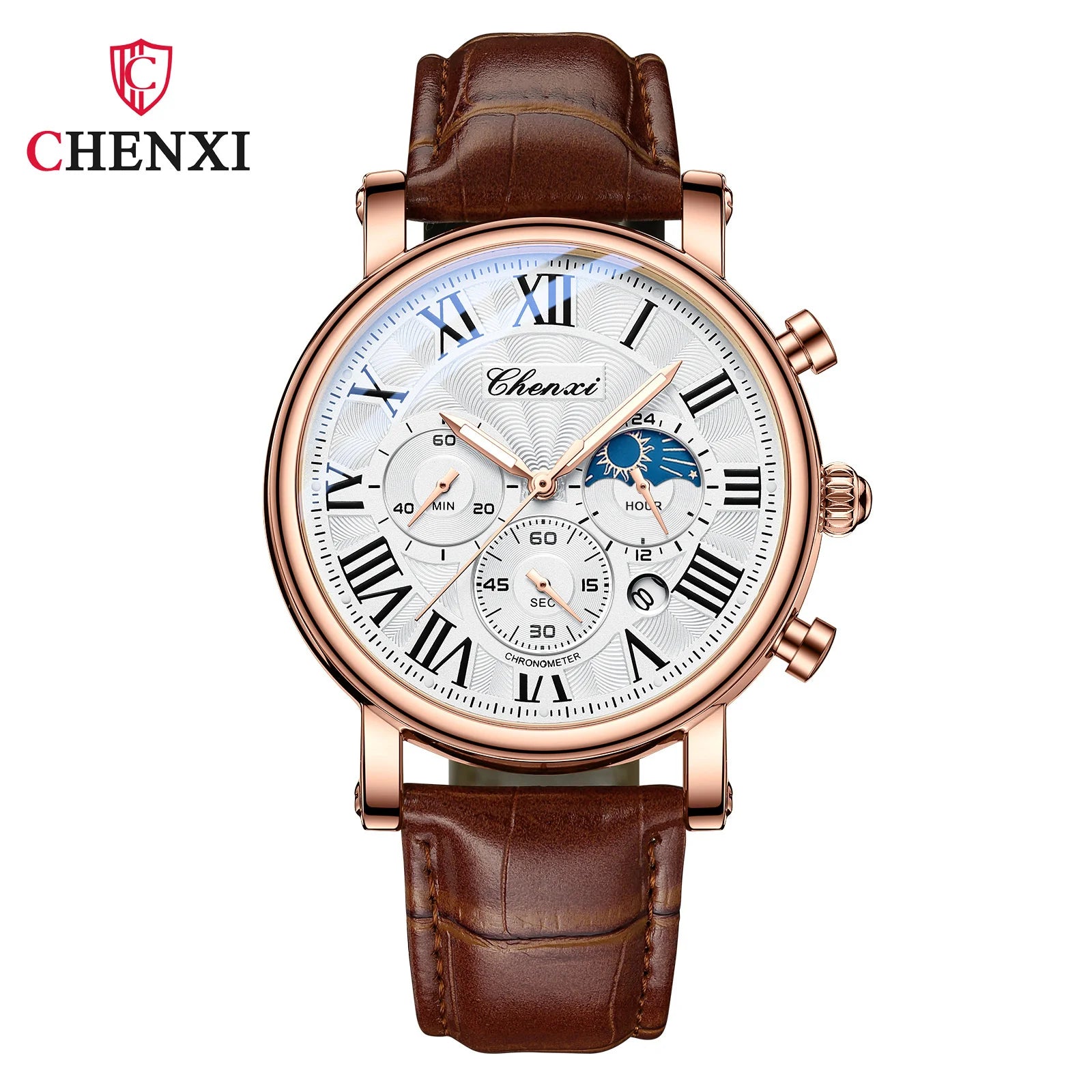 Men's Wrist Watch Leather strap, elegant Quartz machine