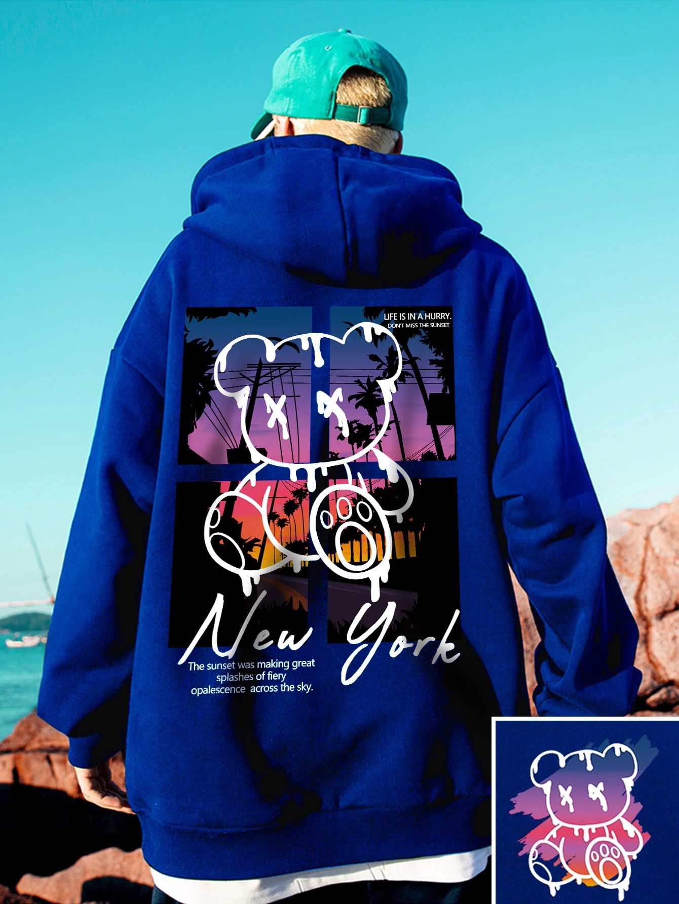 Oversize hoodie with colorful and lively prints hip hop