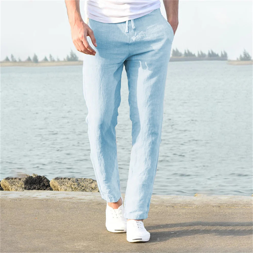 Men's Cotton Linen Pants Breathable Fitness Streetwear