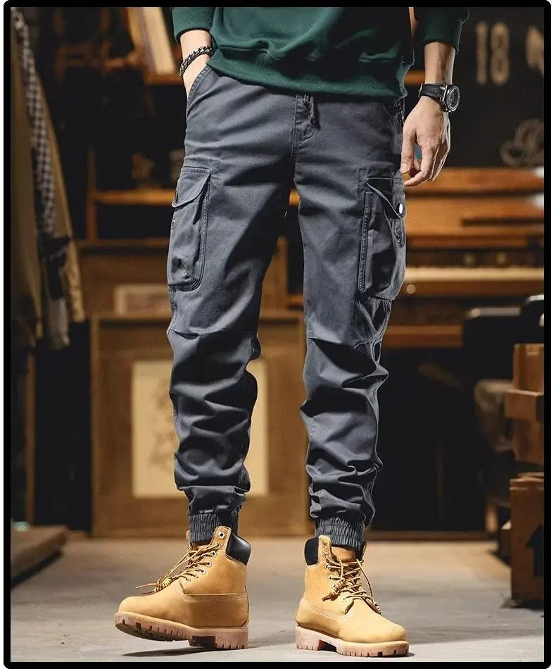 High street retro multi-pocket pants